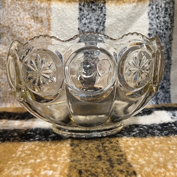 Large Tiffin Franciscan stars and moon punch bowl with diamond scalloped edge - Picture 4 of 6